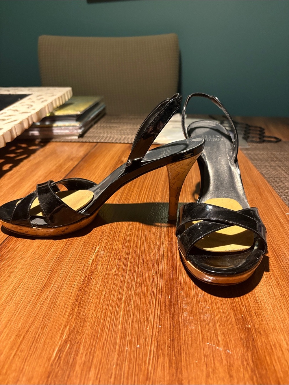 Stuart Weitzman Black Patent Slingback Heels